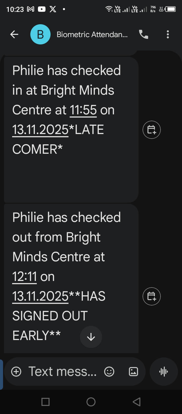 Another SMS Screenshot